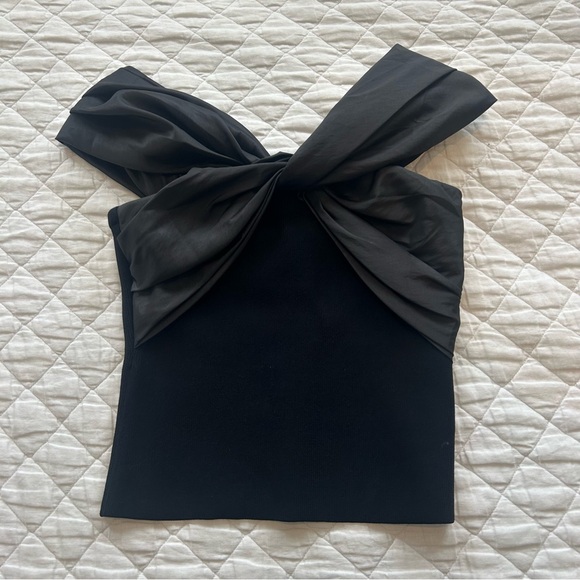 SIMKHAI Celiana Combo Off-The-Shoulder Top in Black - Picture 3 of 13